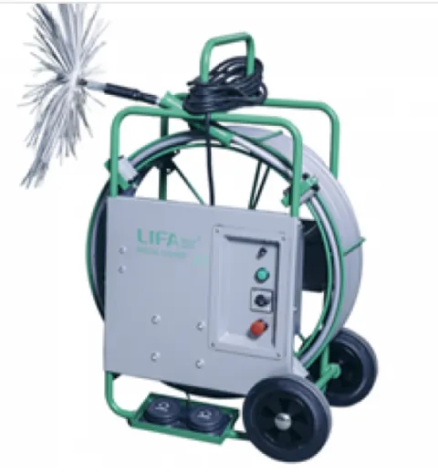 Luchtkanaal reinigingsapparatuur voor professionals: lIFA AIR borstelmachine op trolley met haspel, bedieningskast en kanaalborstel (productkaart)